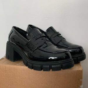 ASOS patent chunky platform lugged sole loafers